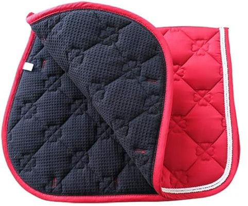 Mantilla amortiguadora ecuestre， Manta de sillín multiusos for montar a caballo sin montura, manta for montar a caballo, equipo de rendimiento for saltos de obstáculos(Red)