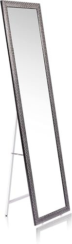 HOGAR24 ES Espejo Rectangular Vestidor Negro Étnico para Recibidor, Dormitorio - 40x150x42 cm