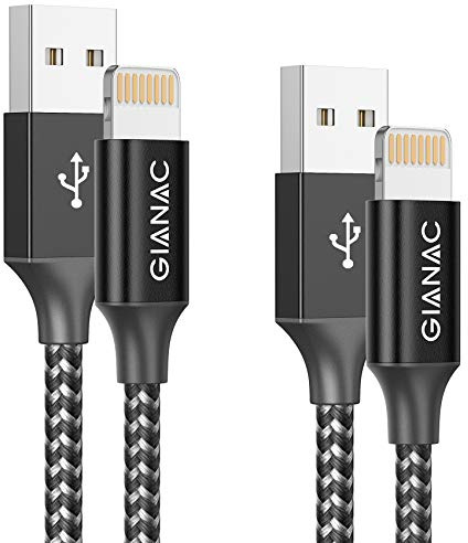GIANAC iPhone-kabel [2M/2 stycken] laddare iPhone snabbladdning nylon iPhone-kabel för iPhone 14/13/12/11/X/XS/XS Max/XR/8/8 Plus/7/7 Plus/6s/6s Plus/6/6 Plus