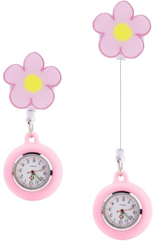 Enjiror Pink Fob Watch - Retractable Clip On Nurse Watch with Telescopic Fob for Women Nurse Doctor
