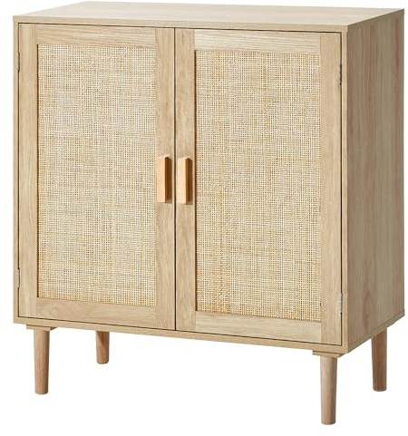 VEVOR Sideboard Cabinet, Buffet Cabinet with 2 Magnetic Doors and Adjustable Shelves, Sideboard Buffet for Hallway, Entryway, Living Room, or Kitchen, Natural