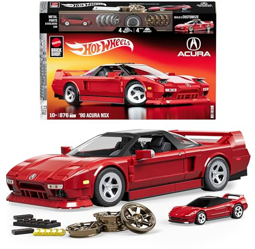 Mattel Brick Shop Hot Wheels Coffret de Construction NSX Acura des Années 90 Mattel Brick Shop de la série Elite, avec 876 pièces, collectionneurs adultes et enfants à partir de 10 ans, JFT17