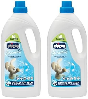 Artsana Chicco Sensitive Detersivo Bucato Ipoallergenico, rimuove Macchie e Odori, 0+ Mesi - 1.5 L (Confezione da 2)