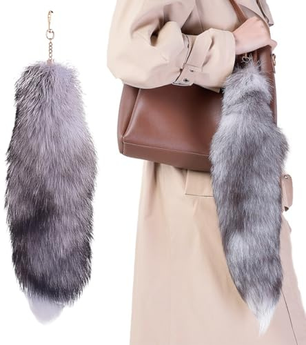 BOPRKTM portachiavi a coda di volpe coda decorativa coda di volpe portachiavi con coda di volpe,portachiavi per auto,portachiavi in morbido peluche,coda di volpe pelosa da 40 cm