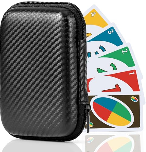 mwellewm Playing Cards Case, Practical Playing UNO Card Game Case, Game Box Holder (Black)