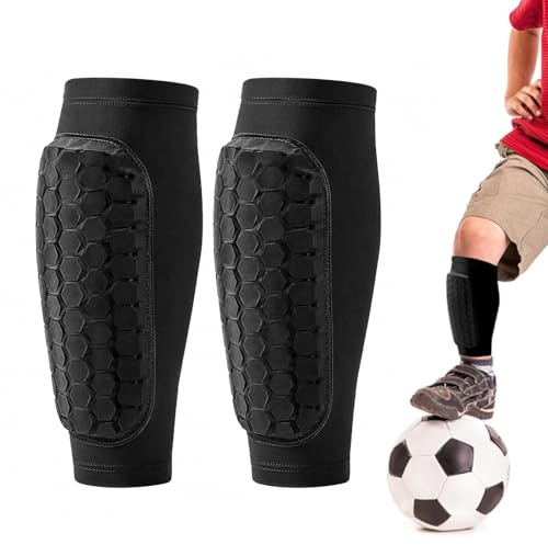 1 par de espinilleras de fútbol para niños - Protectores de espinillas para fútbol - Calcetines para niños, Adultos, Adolescentes, Hombres, Transpirables y Antideslizantes