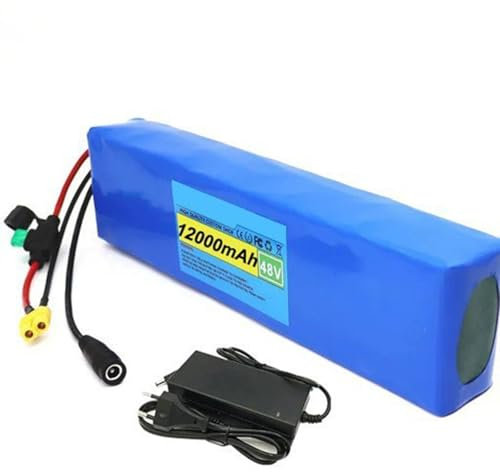 Batterie Vélo 48V 12000mAh 13S2P pour Vélo Et Trottinette Électrique avec BMS Intégré Et 54.6V 2A Chargeur Batterie Li-ION 48V Étanch 48V12AH,XT60
