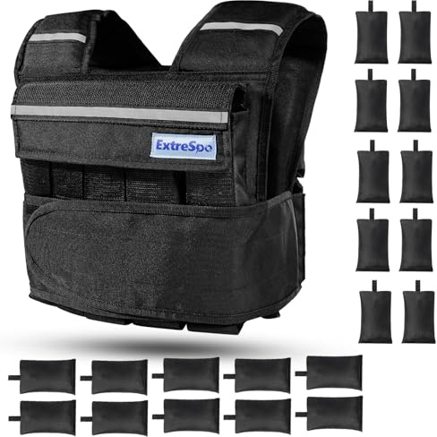 ExtreSpo 40lb Adjustable Weighted Vest Men, Weighted Workout Vest With Iron Weights for Men and Women, Heavy Duty Weighted Exercise Vest for Strength Training