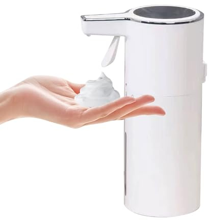 Longzhuo Distributore automatico di sapone in schiuma senza contatto, con sensore automatico, dispenser a 4 velocità per bagno, cucina, uso pubblico (Bianco, Schiuma)