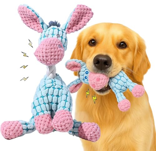 JunD Juguete para Perros 2025 – Peluche Interactivo para Cachorros y Perros Pequeños o Medianos con Chirriador y Tejido Resistente, Mordedor y Cojín de Compañía 25,5 x 13,5 cm