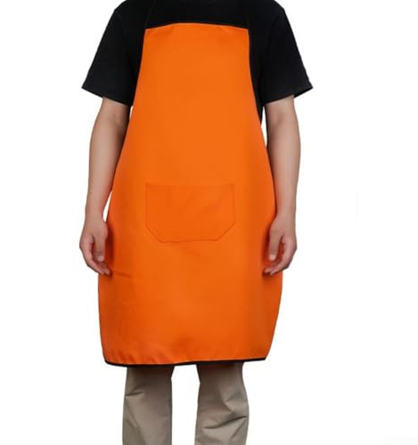 Grembiule da saldatura ignifugo e a prova di spruzzi realizzato in tessuto twill traspirante, con bordi rinforzati e una tasca per attrezzi in uso industriale (giallo)