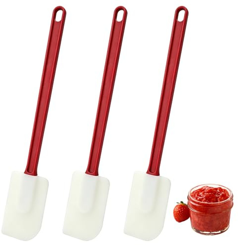 3 Piezas Espátulas de Silicona, 25,5 x 5 cm Espátula de Silicona, Lengua Cocina, Mango de Plástico, Resistente a Altas Temperaturas, Espátula para Untar Mermelada, Mantequilla y Trabajar La Masa
