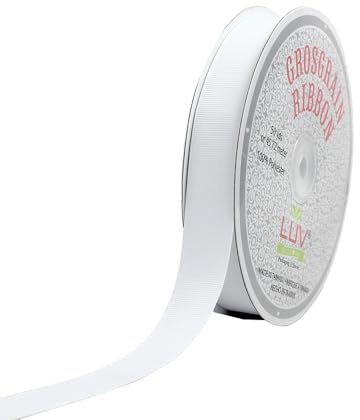 Creative Ideas GRO0708-029 7/8-Inch Solid Grosgrain Ribbon, 50-Yard, White