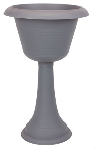 Eleganter Pflanzpokal Amphore Pflanzgefäß hoch anthrazit H 58,5 cm Blumentopf