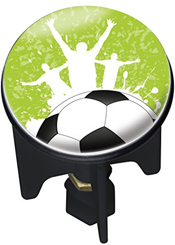 Wenko 21505100 Waschbeckenstöpsel Pluggy FUßBALL WM Winner Abfluss-Stopfen, Messing, Kunststoff, Durchmesser 3.9 x 6.5 - 9.5 cm, grün/weiß