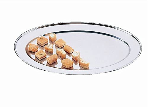 Olympia K362 Oval Serving Tray 10In/251mm Stainless Steel Platter, Silver