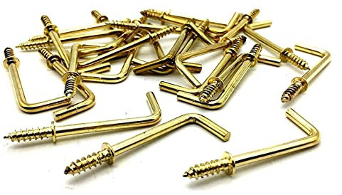 Merriway® BH01121 (10 Pcs) EB Brass Plated Square Shouldered Dresser Hooks, 32 mm (1.1/4 Inch) - Pack of 10 Pieces