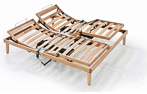 Orange Electric Slatted with Wooden Double Bed 160x190 cm separately Raised