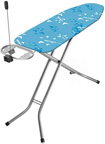 Vileda Bravo Plus Bügelbrett, Bügelfläche von 120 x 38 cm, Steckdose und Kabelhalter, blau