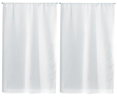 Linder 0323/10/415 - Coppia di Tende a Vetro dritte in stamigna con Passante per astine, Colore: Bianco 95X200