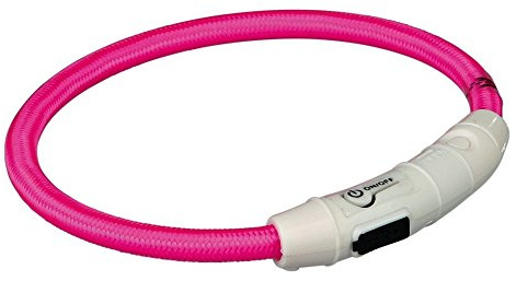 Trixie Leuchthalsband für Hunde M-L, 45 cm, pink – Leuchtendes Hundehalsband, ideal für Spaziergänge im Dunkeln – Aufladbar und individuell einstellbar - 12707