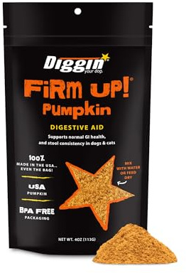 Diggin' Your Dog Firm Up Pumpkin Super Supplement for Digestive Tract Health for Dogs, 4-Ounce by Diggin' Your Dog
