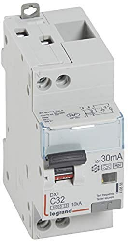 Legrand 410858 Disjoncteur différentiel monobloc DX³6000 10kA arrivée haute et départ bas à vis, U+N 230V, 32A typeF, 30mA