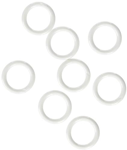 GARDINIA Gardinenringe für Gardinenstangen mit Ø 11 mm, Annähringe, Breite 2,5 mm, Kunststoff, Weiß, 30 Stück