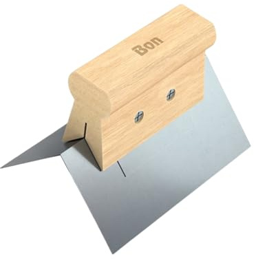 Bon Outside Corner Tool Stainless Steel 90 degree Blade with Durable Wood Handle | Clean Finishing on Drywall, Plaster, Mortar, and Stucco Corners