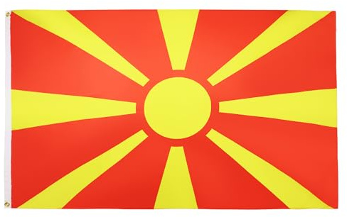 AZ FLAG - Drapeau Macédoine - 150x90 cm - Drapeau Macédonien 100% Polyester Avec Oeillets Métalliques Intégrés - Pavillon 110 g