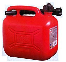 Tanica carburante 10L omologata U.N. in PVC rosso con fondo rinforzato e striscia trasparente graduata per controllo livello