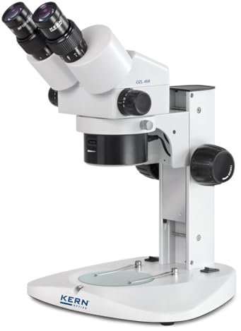 KERN Optics Microscope zoom stéréo, tube binoculaire, objectif 0,75x à 5,0x, mécanique, LED 1 W, lumière fixe, LED 0,21 W, lumière transmise
