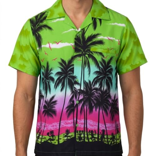 Chemise Hawaienne Homme à Manches Courtes - Chemises Hommes d'été - Chemise Aloha décontractée pour Hommes - Chemises de fête de Plage Chemises d'enterrement de Vie de garçon - Chemise Homme été