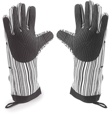 Lacor - 60062 - Guantes Horno XL, Guantes Horno Cocina, Máxima Seguridad, Gran Resistencia al Calor, Algodón con Doble Acolchado, Silicona y Poliéster, Apto para Lavadora y Secadora, 32 cm, Negro