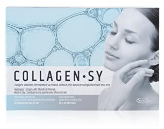 Syrio Integratori Alimentari, Collagen-Sy Integratore per la pelle, a base di Collagene idrolizzato, Biotina e Zinco, con Rame per la Pigmentazione della Pelle, Pronto da Bere, 10 flaconcini