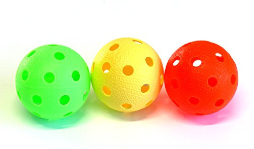 Realstick Kit de 3 balles de Floorball & Unihockey Couleur Mix | Balle de compétition + Balle d'entraînement certificat FIF pour une qualité contrôlée