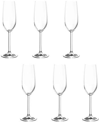 montana Pure 042384 - Set di 6 bicchieri da spumante lavabili in lavastoviglie, in stile classico, in vetro prosecco, 200 ml, 200 ml