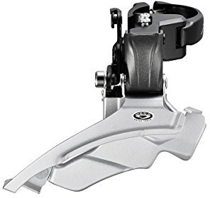 Shimano Front DERAILLEUR, FD-M371, Altus, Down-Swing Dual-Pull, for Rear 9 Speed, Band Type 34.9MM(W/31.8 & 28.6MM ADPT) for 44/48TCS-ANGLE:66-69, CL:50MM