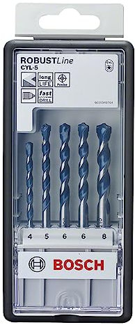 Bosch Professional Set Robust Line con 5 brocas CYL-5 para hormigón y granito (Ø 4-8 mm, accesorios de martillo perforador), Multicolor, Size
