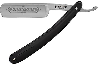 DOVO Rasiermesser Bes. Quality | Schwarz Acryl | 6/8 Zoll | Rundkopf | Carbonstahl | ganzer Hohlschliff