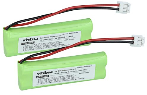 vhbw 2X NI-MH Akku 500mAh (2.4V) kompatibel mit Festnetz Telefon Medion MD82973, MD83024, MD83173, Life S63062, S63065, S63072 Ersatz für VT50AAAALH2BMJZ, GPHC05RN01.