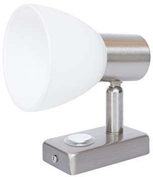 lighteu, 12V 3W D1 Faretto a soffitto/Parete, Finitura Nichel, Luce Girevole per Lettura e Girevole con Interruttore a sfioramento Dimmerabile Luce Bianca/Blu per Yacht, Camper
