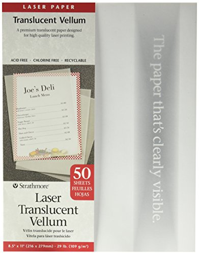 Strathmore 59-854 Laser Vellum Inkjet Paper, 8.5x11, 50 Sheets,white/ivory