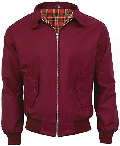 G5 APPAREL Mens Classic Vintage Scooter Harrington Bomber Jacket | Tartan Lined | Biker - Beige