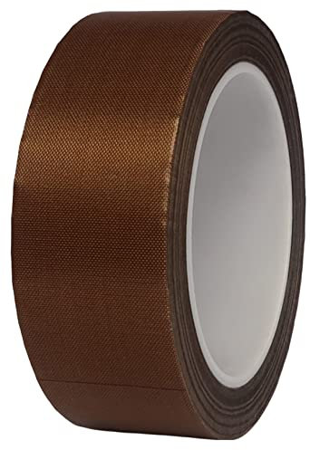 Hoerev Glass Cloth Coated PTFE Teflon Adhesive Tape,Thickness 0.13mm,25.4mmx30m Brown