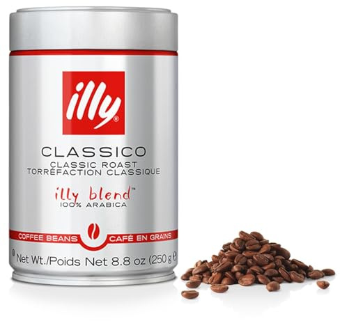 Illy Classico Whole Bean Coffee, Medium Roast, Classic Roast With Notes Of Caramel, Orange Blossom And Jasmine, 100% Arabica Coffee, No Preservatives, 8.8 Ounce Can (Pack Of 1)