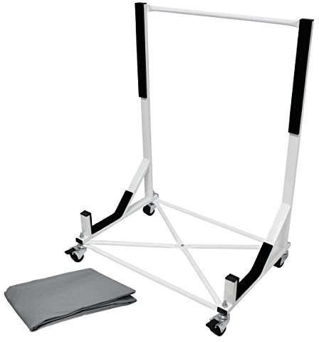 ECD Germany Soporte de Hardtop Techo Rígido con 4 Ruedas Bloqueables Frenos de Estacionamiento Seguro y Estable 75 x 52 x 93 cm Blanco Acero con Recubrimiento de Polvo Incluye Cubierta Protectora