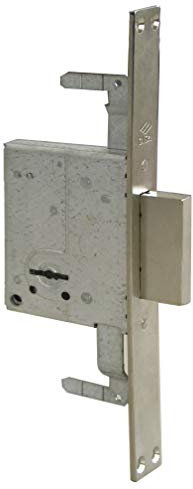 CISA 157225600, Serratura da Infilare a Doppia Mappa a Due Mandate con Predisposizione per Chiusure Supplementari, Frontale in Acciaio Nichelato, Entrata 60, Ambidestra