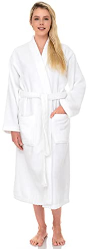 TowelSelections Womens Robe Cotton Luxury Bathrobe for Women Soft Terry Cloth Towel Robes for Women X-Small-Small White