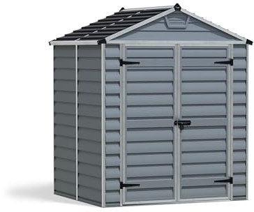 Canopia by Palram Gerätehaus Skylight 6x5 Geräteschuppen Metall 154x185x217 cm Grau Polycarbonatplatten rostbeständig UV-Schutz